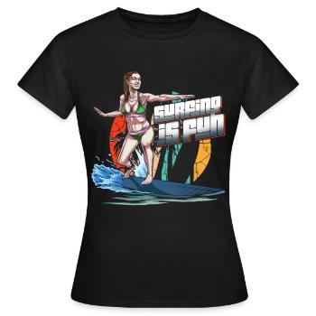 Surfergirl - Frauen T-Shirt - Schwarz - Vorne - AI Model Female 172 dark (172cm)