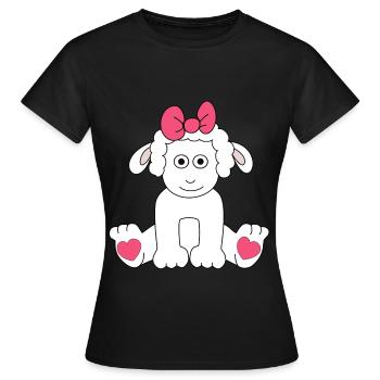 Schaf Zeichnung Herzen Ostern Kinder Baby Lamm - Frauen T-Shirt - Schwarz - Vorne - AI Model Female 172 dark (172cm)