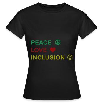 Großartig für alle Gelegenheiten Inklusion Tee Peace - Frauen T-Shirt - Schwarz - Vorne - AI Model Female 172 dark (172cm)