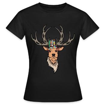 Hirschkopf Hirsch Geweih indianisch Wild - Frauen T-Shirt - Schwarz - Vorne - AI Model Female 172 dark (172cm)