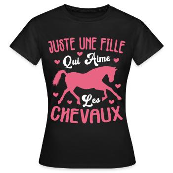 Juste Une Fille Qui Aime Les Chevaux Cadeau - T-shirt Femme - noir - Devant - AI Model Female 172 dark (172cm)