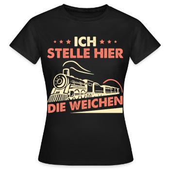Ich Stelle Hier Die Weichen - Frauen T-Shirt - Schwarz - Vorne - AI Model Female 172 dark (172cm)