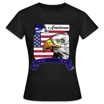 American Eagle, Amerika, Flagge mit Adler - Frauen T-Shirt - Schwarz - Vorne - AI Model Female 172 dark (172cm)