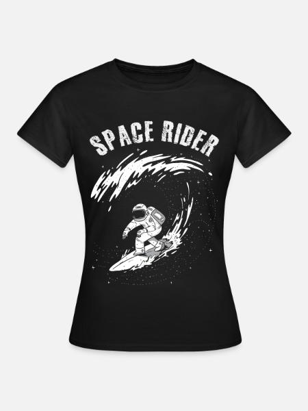 Surfender Astronaut Space Rider - Frauen T-Shirt - Schwarz