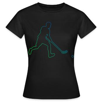 Innebandy Salibandy Unihockey Damen Herren - Frauen T-Shirt - Schwarz - Vorne - AI Model Female 172 dark (172cm)