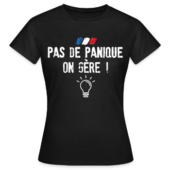 pas de panique on gère - T-shirt Femme - noir - Devant - AI Model Female 172 dark (172cm)