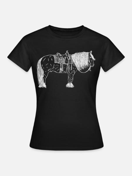 Pferd mit Sattel - Frauen T-Shirt - Schwarz