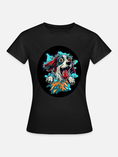 Glücklicher Hund #dog - Frauen T-Shirt - Schwarz