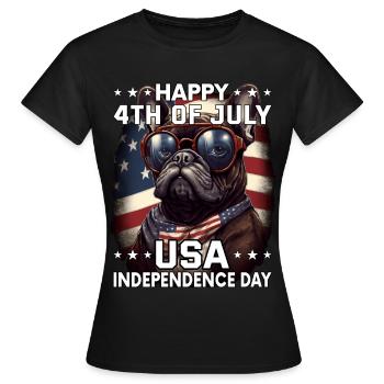 Bulldogge 4 July Independence Day USA Flagge - Frauen T-Shirt - Schwarz - Vorne - AI Model Female 172 dark (172cm)