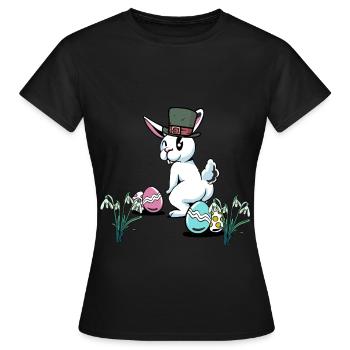 Lapin de Pâques Pâques Festival de Pâques Oeufs de Pâques Nid Enfant - T-shirt Femme - noir - Devant - AI Model Female 172 dark (172cm)