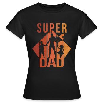 Super Dad Vater 2 Kinder zweifacher Papa - Frauen T-Shirt - Schwarz - Vorne - AI Model Female 172 dark (172cm)