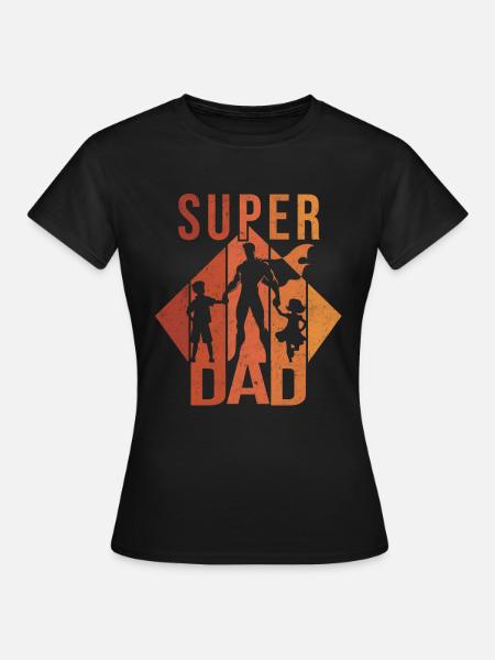 Súper Papá Papá 2 Niños Papá Dos - Camiseta mujer - negro