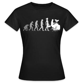 Evolution Schlagzeugerin Percussion Drummer - Frauen T-Shirt - Schwarz - Vorne - AI Model Female 172 dark (172cm)