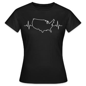 USA Map Heartbeat - Women's T-Shirt - black - Front - AI Model Female 172 dark (172cm)