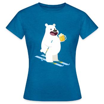 Bär Bier Süß Ski Winter Sport Geschenkidee - Frauen T-Shirt - Antikblaues Saphir meliert - Vorne - AI Model Female 172 dark (172cm)