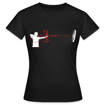 Bogenschießen Compound Bogen Herzschlag EKG - Frauen T-Shirt - Schwarz - Vorne - AI Model Female 172 dark (172cm)