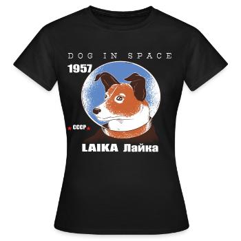 Chien de l'espace, LAIKA, cadeau de voyage spatial de 1957, espace - T-shirt Femme - noir - Devant - AI Model Female 172 dark (172cm)