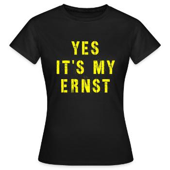 Yes My Ernst Funny Denglish disant blague - T-shirt Femme - noir - Devant - AI Model Female 172 dark (172cm)