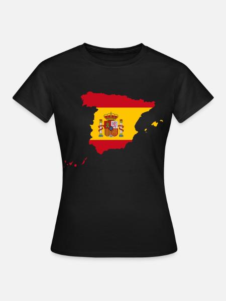 Spanien Flagge Landkarte Geschenkidee - Frauen T-Shirt - Schwarz