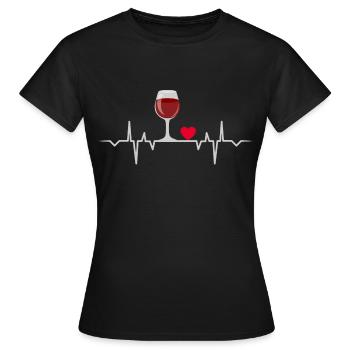 vin rouge vin verre de vin coup de cœur boire vin blanc - T-shirt Femme - noir - Devant - AI Model Female 172 dark (172cm)