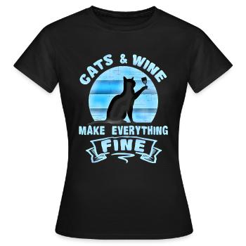 Chat Chat Vin vin vin renard alcool - T-shirt Femme - noir - Devant - AI Model Female 172 dark (172cm)