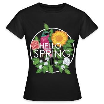 Bonjour le printemps - T-shirt Femme - noir - Devant - AI Model Female 172 dark (172cm)