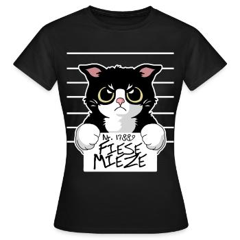 Fiese Mieze - Die böse Katze - Frauen T-Shirt - Schwarz - Vorne - AI Model Female 172 dark (172cm)