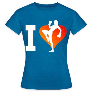 Kickboxeur Hommes Boxe Femmes Kickboxing - T-shirt Femme - bleu saphir antique chiné - Devant - AI Model Female 172 dark (172cm)