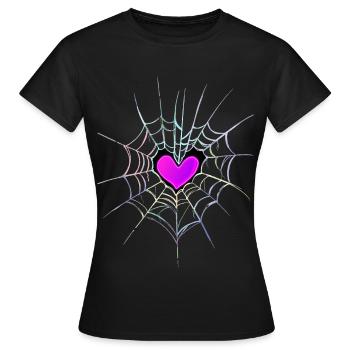 Spinnennetz Herz Halloween - Frauen T-Shirt - Schwarz - Vorne - AI Model Female 172 dark (172cm)
