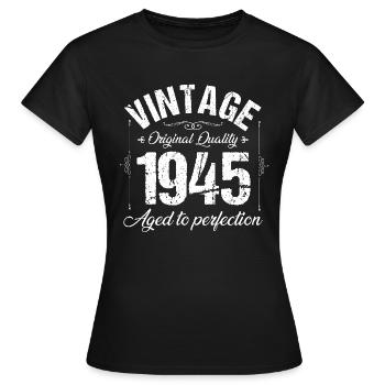 80th birthday 1945 - Women's T-Shirt - black - Front - AI Model Female 172 dark (172cm)
