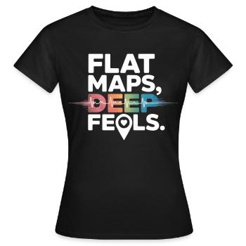 Flache Karten Deep Feels Geografie Kartografie - Frauen T-Shirt - Schwarz - Vorne - AI Model Female 172 dark (172cm)