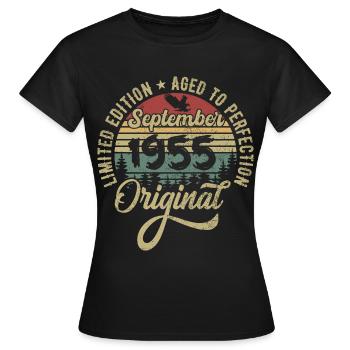 70th birthday September 1955 - 70 years old - Women's T-Shirt - black - Front - AI Model Female 172 dark (172cm)