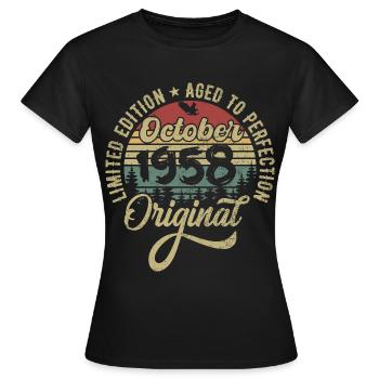 October 1958 Anniversary October 1958 October - Women's T-Shirt - black - Front - AI Model Female 172 dark (172cm)