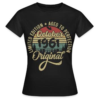 october 1961 anniversary october 1961 october - Women's T-Shirt - black - Front - AI Model Female 172 dark (172cm)