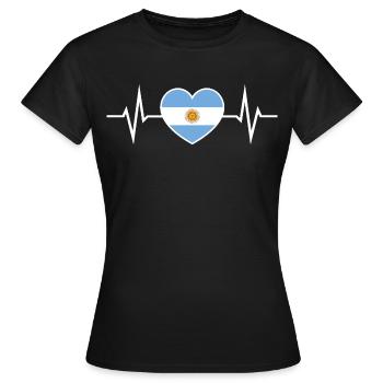 Argentinien Herzschlag EKG Liebe Argentinien-Fan - Frauen T-Shirt - Schwarz - Vorne - AI Model Female 172 dark (172cm)