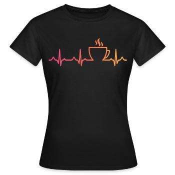 Sonnenuntergangskaffee, Herzschlag, Kaffee - Frauen T-Shirt - Schwarz - Vorne - AI Model Female 172 dark (172cm)
