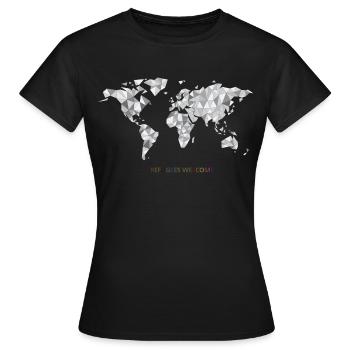 refugees welcome - Frauen T-Shirt - Schwarz - Vorne - AI Model Female 172 dark (172cm)