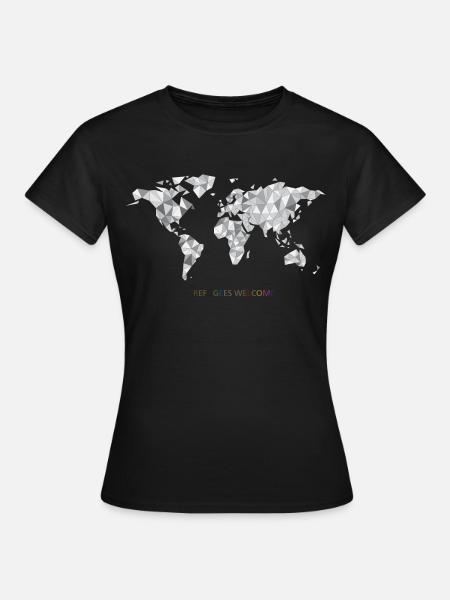 refugees welcome - Frauen T-Shirt - Schwarz
