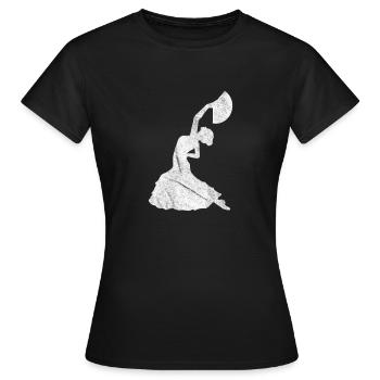 Flamenco Tänzerin / Flamenco Tanz in weiß - Frauen T-Shirt - Schwarz - Vorne - AI Model Female 172 dark (172cm)