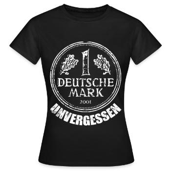 Deutsche Mark Unvergessen Eine Markstück 1 DM 90er - Frauen T-Shirt - Schwarz - Vorne - AI Model Female 172 dark (172cm)