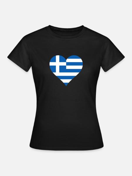 Griekenland Griekse vlag vlag hart - Vrouwen T-shirt - zwart