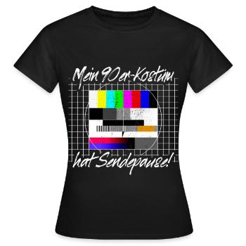 90s Costume Broadcast Break Test Image 90s Party - Women's T-Shirt - black - Front - AI Model Female 172 dark (172cm)