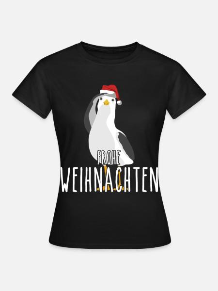 Frohe Weihnachten Norddeutschland Möwe - Frauen T-Shirt - Schwarz