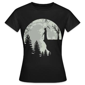 Skeleton Full Moon Grim Reaper - Frauen T-Shirt - Schwarz - Vorne - AI Model Female 172 dark (172cm)
