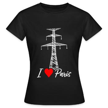 Paris Tour Eiffel Electricien Satire Amour - T-shirt Femme - noir - Devant - AI Model Female 172 dark (172cm)