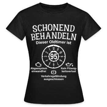 95. Geburtstag Schonend Behandeln Oldtimer Ist 95 - Frauen T-Shirt - Schwarz - Vorne - AI Model Female 172 dark (172cm)