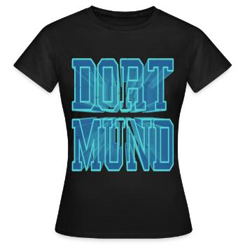 Dortmund Germany City 3D Font Skyline - Women's T-Shirt - black - Front - AI Model Female 172 dark (172cm)