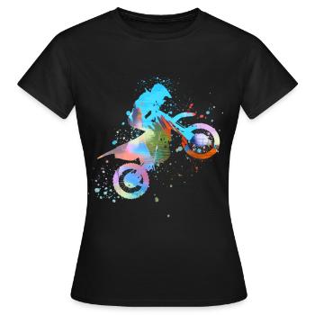 motorrad, motorcycle, biker, graffiti, malerei - Frauen T-Shirt - Schwarz - Vorne - AI Model Female 172 dark (172cm)