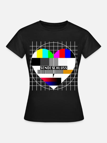 Testbild Herz Sendeschluss 90er Party 80er Jahre - Frauen T-Shirt - Schwarz