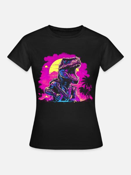 Cyber-T-Rex - Frauen T-Shirt - Schwarz